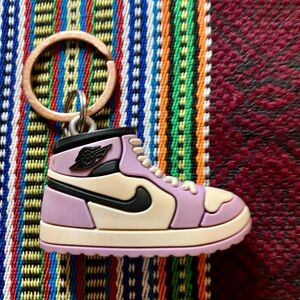 Nike Pink & Cream Sneaker Keychain with Black Swoosh